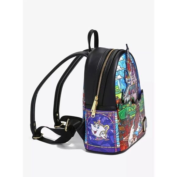 Beauty & Beast Stained Glass Castle Backpack, Wallet & Cardholder Loungefly NWT - Picture 7 of 16